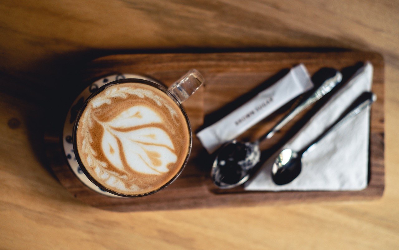 Cappuccino latte art overhead
